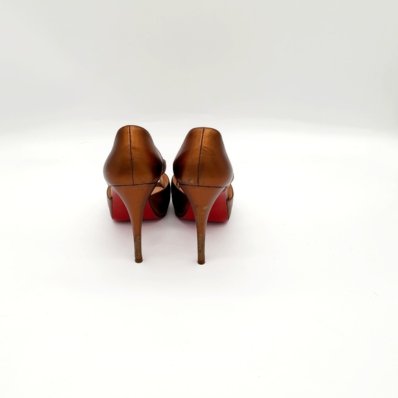 Christian Louboutin Bronze leather “Scissor Girl” Platform peep-toe pumps - Picture 10 of 16